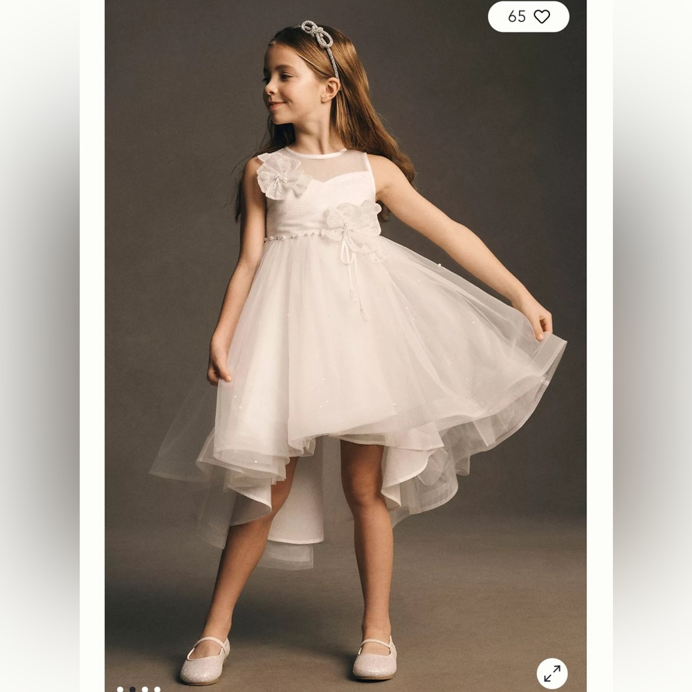 Girls Formal White‎ High-Low Tulle Dress